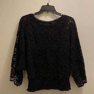 Lace blouse with elastic waist